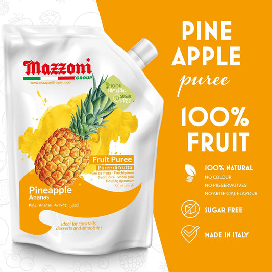 Mazzoni Pineapple Fruit Puree, 100% Fruit, No Sugar Added, 1 kg ( 2.2 lb)