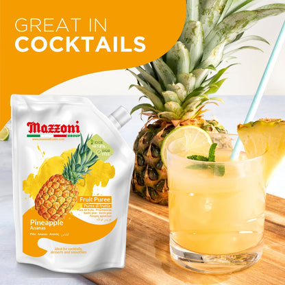 Mazzoni Pineapple Fruit Puree, 100% Fruit, No Sugar Added, 1 kg ( 2.2 lb)