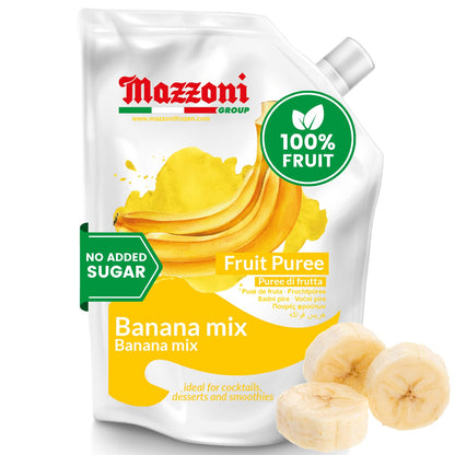 Mazzoni Banana Fruit Puree, 100% Fruit, No Sugar Added 1 kg (2.2 lb)