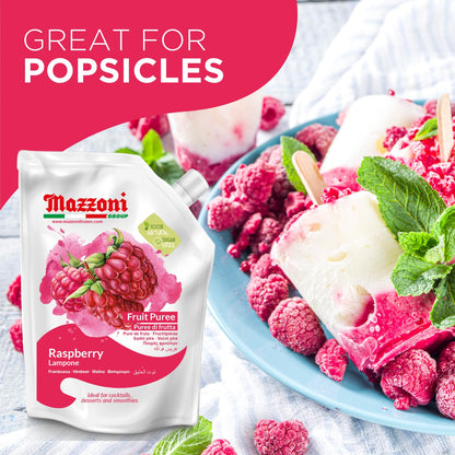 Mazzoni Raspberry Fruit Puree, 100% Fruit, No Sugar Added 1 kg (2.2 lb)
