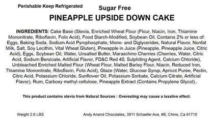 Andy Anand Sugar-Free Chocolate Pineapple Upside-Down Cake, 9-Inch, 2.6 lb – Keto & Diabetic-Friendly, Birthday & Celebration Gift Box