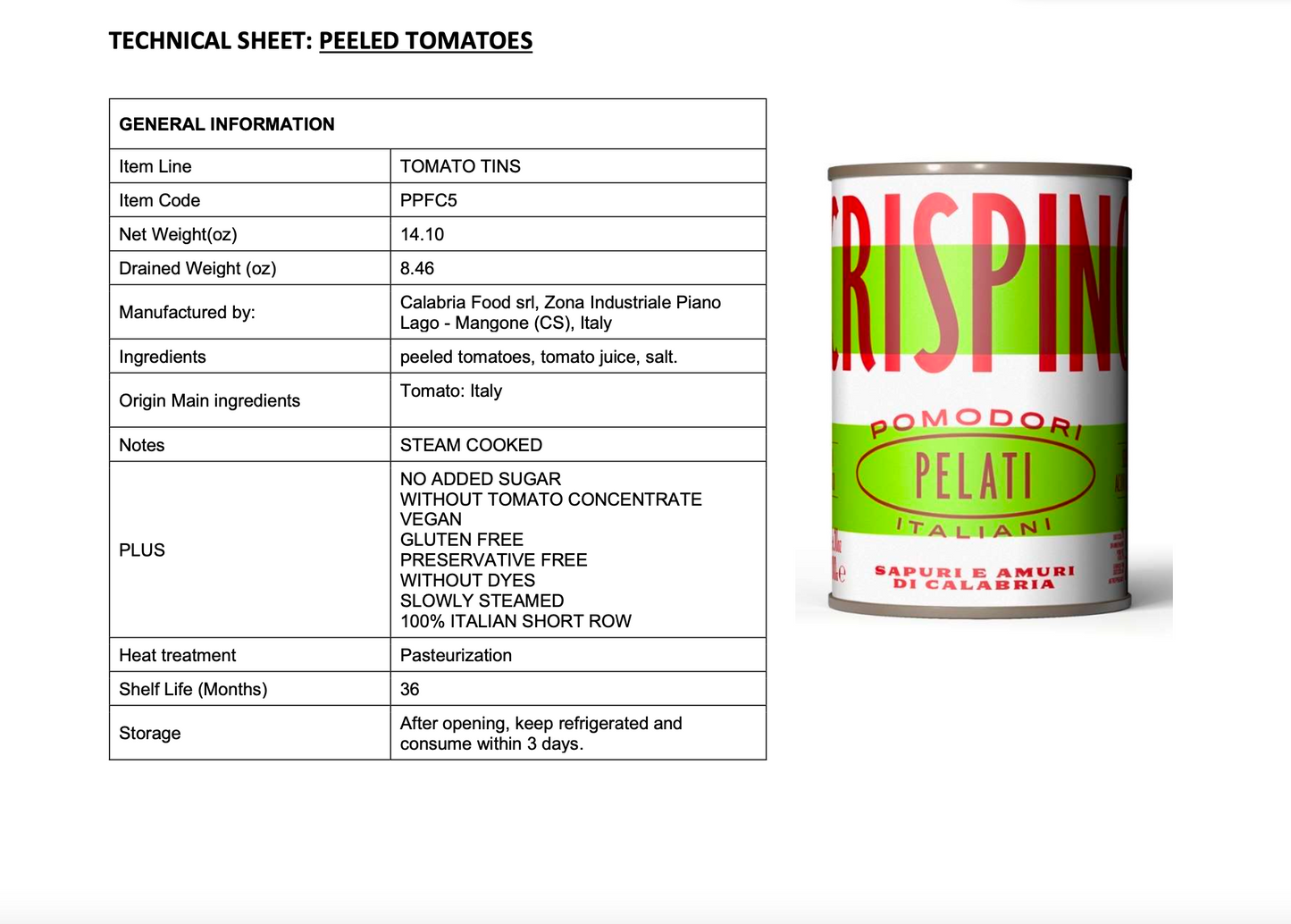 Famiglia Crispino Italian Whole Peeled Tomatoes — Calabrian Grown