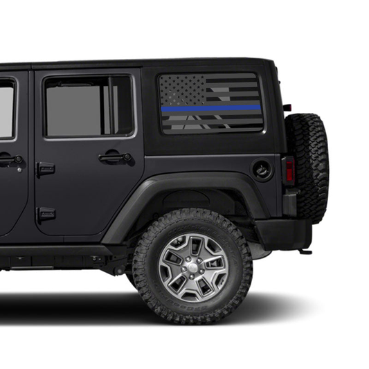 Thin Blue Flag Rear Window Jeep Graphic