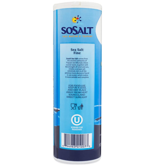 SoSalt Fine Sea Salt Shaker from Sicily | 12 Pack x 750g (26.5 oz) | Kosher, All Natural Sicilian Sea Salt