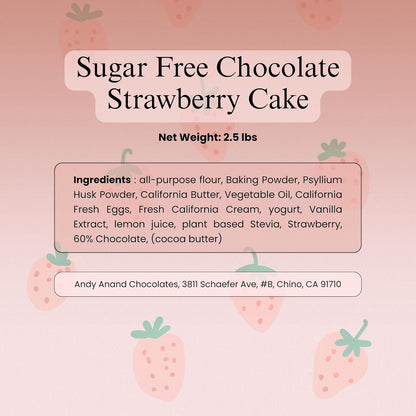 Andy Anand Sugar-Free Chocolate Strawberry Cake, 9-Inch, 2.5 lb – Diabetic-Friendly, No Preservatives, Traditional Recipe Birthday Gift Box