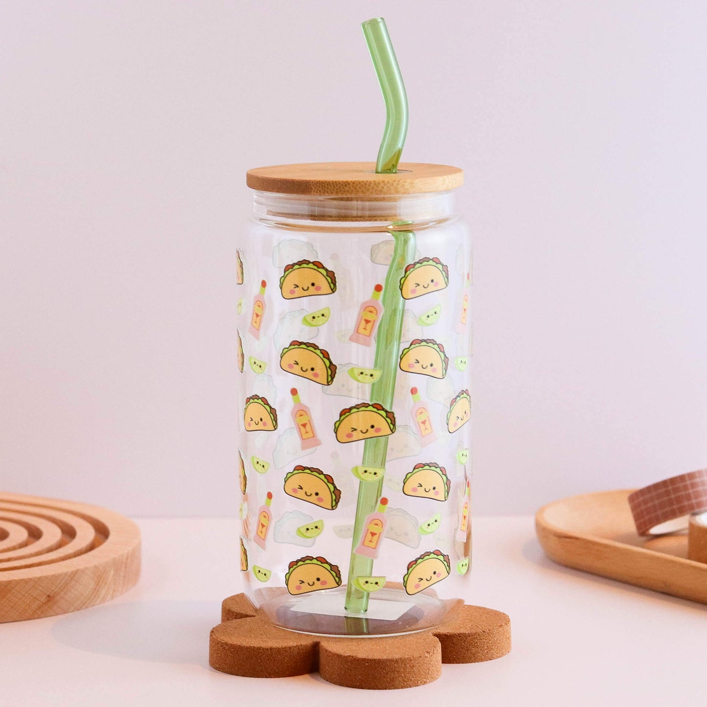 Tacos and Margarita 16 oz Glass Cup Set