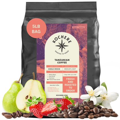 Kochere Coffee Tanzanian Mbeya AB Medium-Light Roast - Pear, Floral, Jasmine Notes