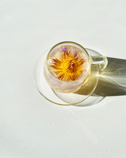 Glass cups & saucers (2)