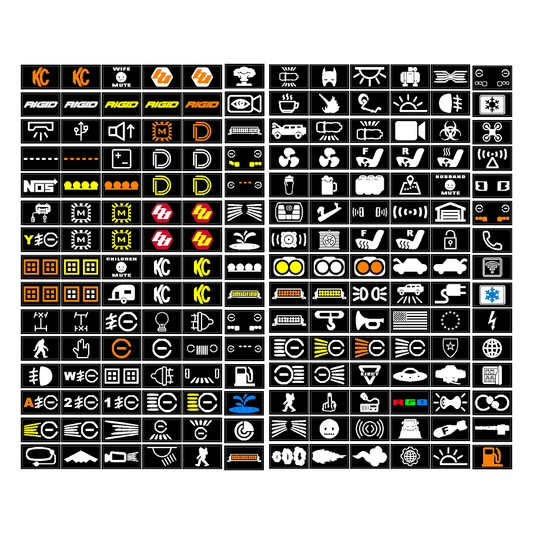 Printed Series Auxiliary Switch Labels (Upfitter) - 2018+ Jeep Wrangler / Gladiator JL / JT