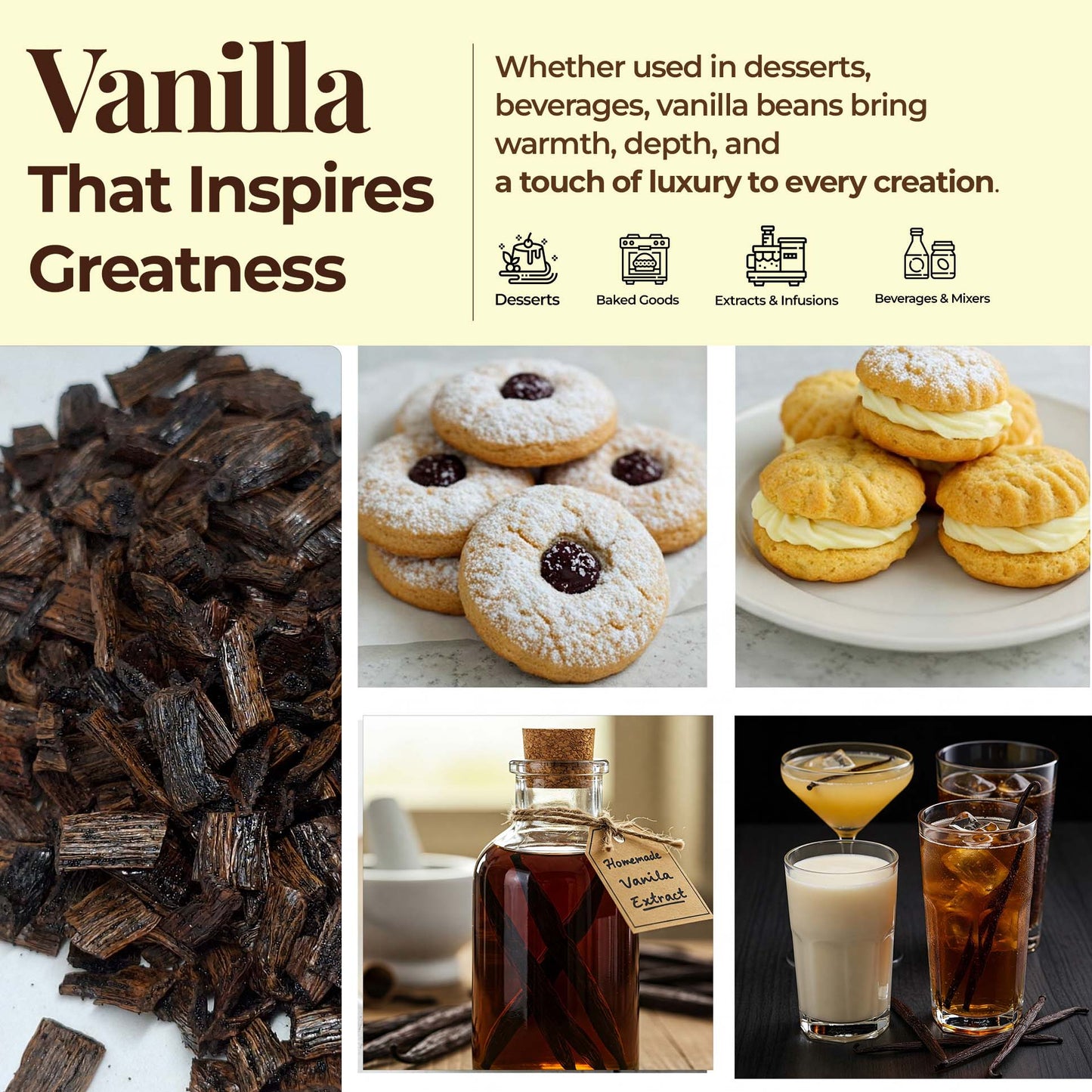 Grade A Vanilla Beans (25 Pack) Baking & Extract Use