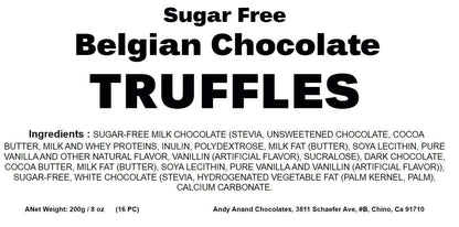 Andy Anand Sugar-Free Belgian Chocolate Truffles, 25 pc – Handmade, Stevia Sweetened, Diabetic-Friendly Gift for Women, Birthday & Holiday