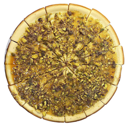 Andy Anand Caramel Pistachio Cheesecake, 9-Inch, 2 lb – Freshly Baked, Real California Cream Cheese, No Preservatives, Birthday Gift Box