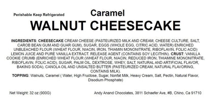 Andy Anand Caramel Walnut Cheesecake, 9-Inch, 2 lb – Freshly Baked NY-Style, Rich Caramel & Walnuts, Real Cream Cheese, Birthday Gift Box