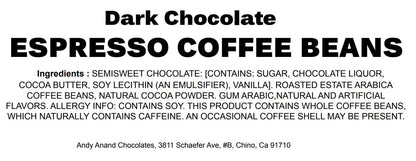Andy Anand Dark Chocolate Covered Coffee Espresso Beans, 1 lb – Gourmet Gift Box for Men & Women, Birthday, Valentine's & Christmas Holiday