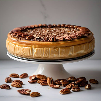 Andy Anand Caramel Pecan Cheesecake, 9-Inch, 2.8 lb – Freshly Baked, Real California Cream Cheese, No Preservatives, Birthday & Holiday Gift