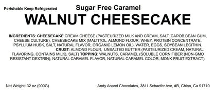 Andy Anand Sugar-Free Gluten-Free Caramel Walnut Cake, 9-Inch, 2.6 lb – Freshly Baked, All-Natural, No Preservatives, Diabetic-Friendly Gift
