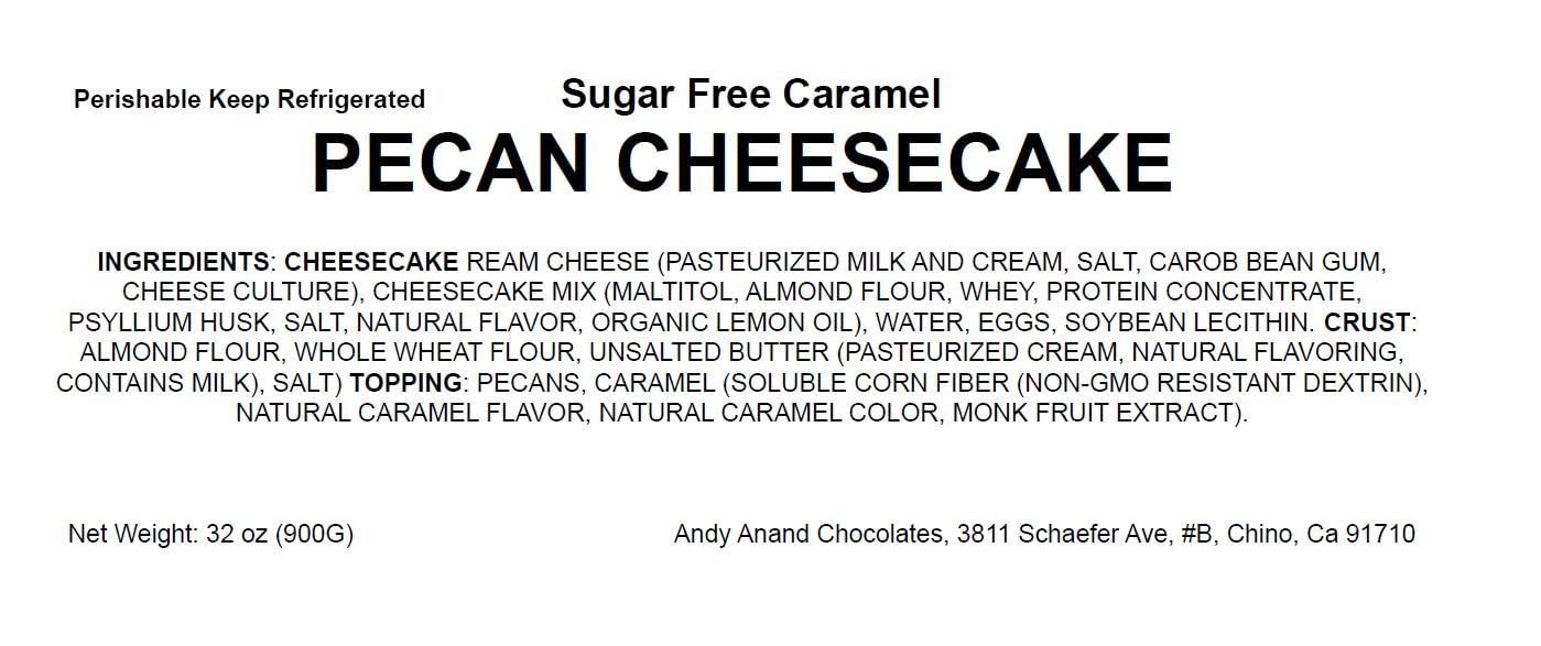 Andy Anand Sugar-Free Caramel Pecan Cheesecake, 9-Inch, 2.8 lb – Diabetic-Friendly, Fresh California Cream Cheese, All-Natural Gift Box