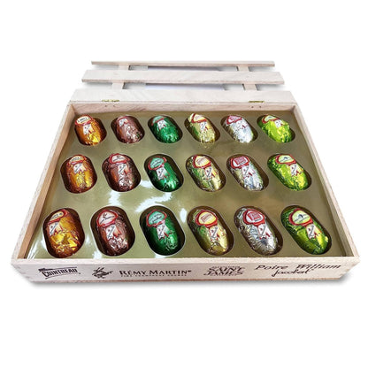 Andy Anand European Dark Chocolate Bottles with Non-Alcoholic Cordials, 18 pc, 8.74 oz – Wooden Gift Box, Birthday & Holiday Gourmet Gift