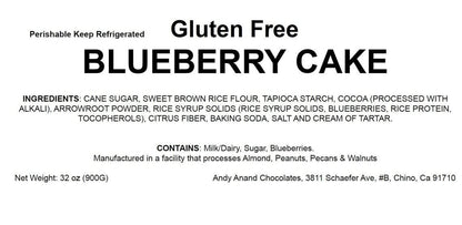 Andy Anand Gluten-Free Blueberry Cake, 9-Inch, 2.8 lb – Hand-Baked, Fresh Blueberries, All-Natural, No Preservatives, Birthday Gift Box