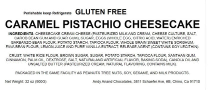 Andy Anand Gluten-Free Caramel Pistachio Cheesecake, 9-Inch, 2 lb – Freshly Baked, Real California Cream Cheese, No Preservatives Gift Box