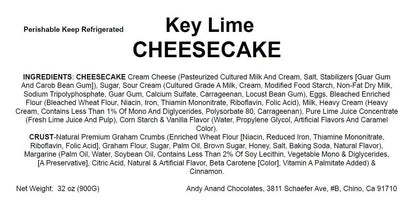 Andy Anand Key Lime Cheesecake, 9-Inch, 2 lb – Creamy Citrus Dessert, Real California Cream Cheese, Fresh Eggs, Birthday & Celebration Gift