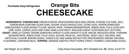 Andy Anand Fresh Orange Cheesecake, 9-Inch, 2 lb – Hand-Baked NY-Style, Real California Cream Cheese, No Preservatives, Birthday Gift Box