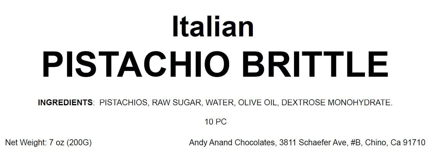Andy Anand Gluten-Free Italian Pistachio Brittle, 7 oz – Roasted Crunchy Croccante, All-Natural, No Preservatives, Gourmet Snack Gift Box