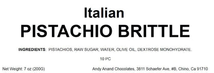Andy Anand Gluten-Free Italian Pistachio Brittle, 7 oz – Roasted Crunchy Croccante, All-Natural, No Preservatives, Gourmet Snack Gift Box
