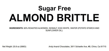 Andy Anand Sugar-Free & Gluten-Free Roasted Almond Nougat Brittle, 7 oz – Diabetic-Friendly Italian Torrone, Keto-Friendly Gourmet Gift Box