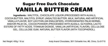 Andy Anand Sugar-Free Vanilla Butter Cream Dark Chocolates, 25 pc – Diabetic-Friendly, Keto, Gluten-Free, Birthday & Valentine's Gift Box