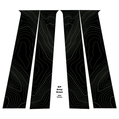 Topographic B Pillar Overlays - 2024+ Tacoma Double Cab / 2025+ 4Runner