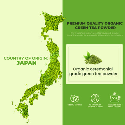 Ceremonial Matcha Powder, Authentic Japanese Organic - Energy & Focus