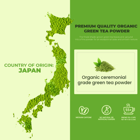 Ceremonial Matcha Powder, Authentic Japanese Organic - Energy & Focus