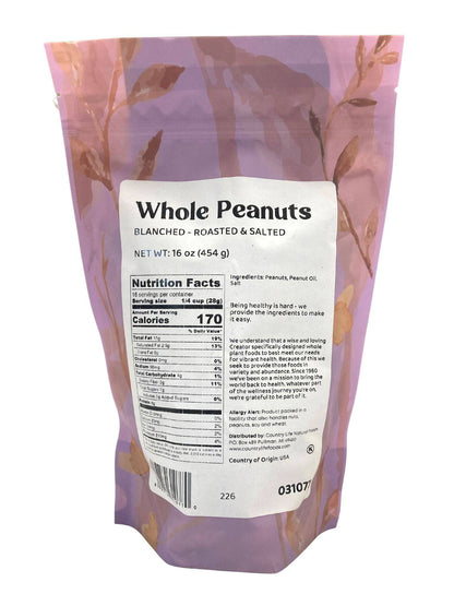 Peanuts, Whole, Blanched, Roasted, Salted