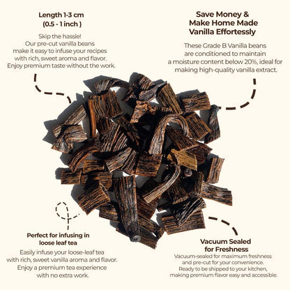 Vanilla Bean Cuts Grade B 1lb for Extract & Baking