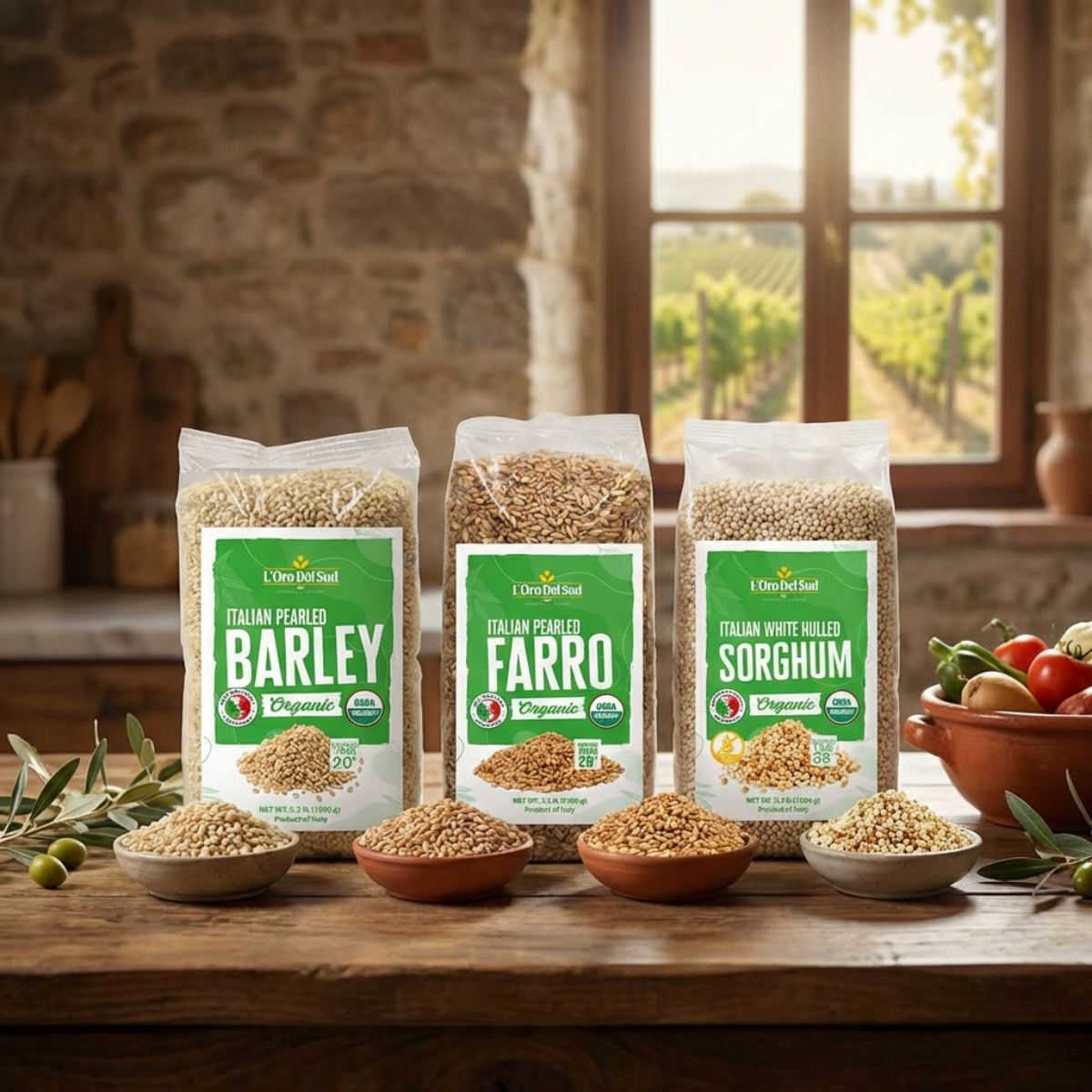 L'Oro Del Sud, Organic Pearled Barley, (1.5 kg) 3.3 lb