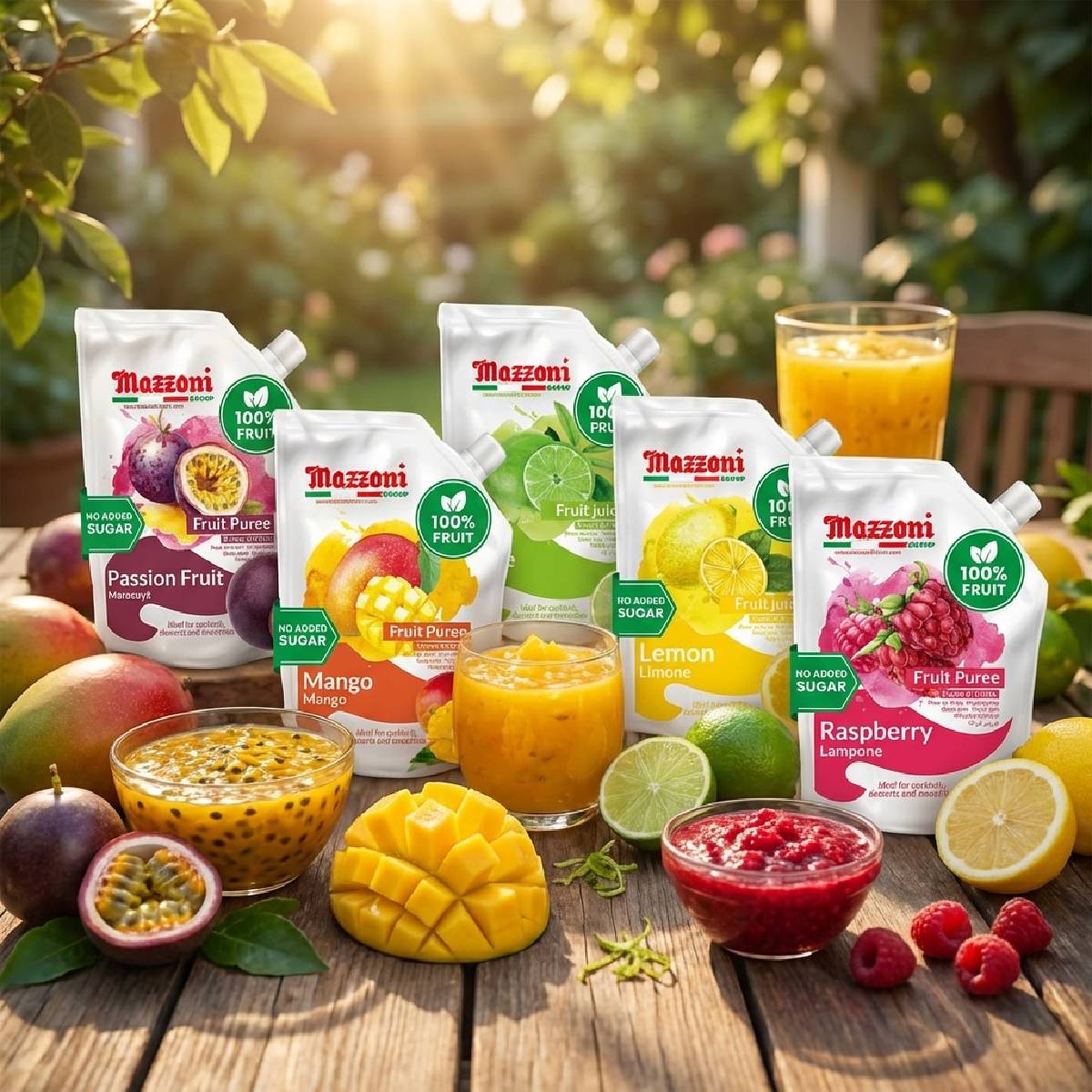 Mazzoni Raspberry Fruit Puree, 100% Fruit, No Sugar Added 1 kg (2.2 lb)