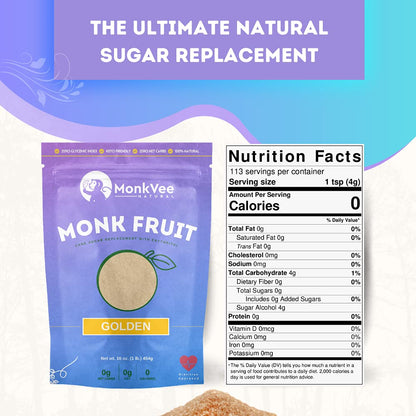 Monk Fruit Sugar | Contains Erythritol, 100% Natural, Zero Calories