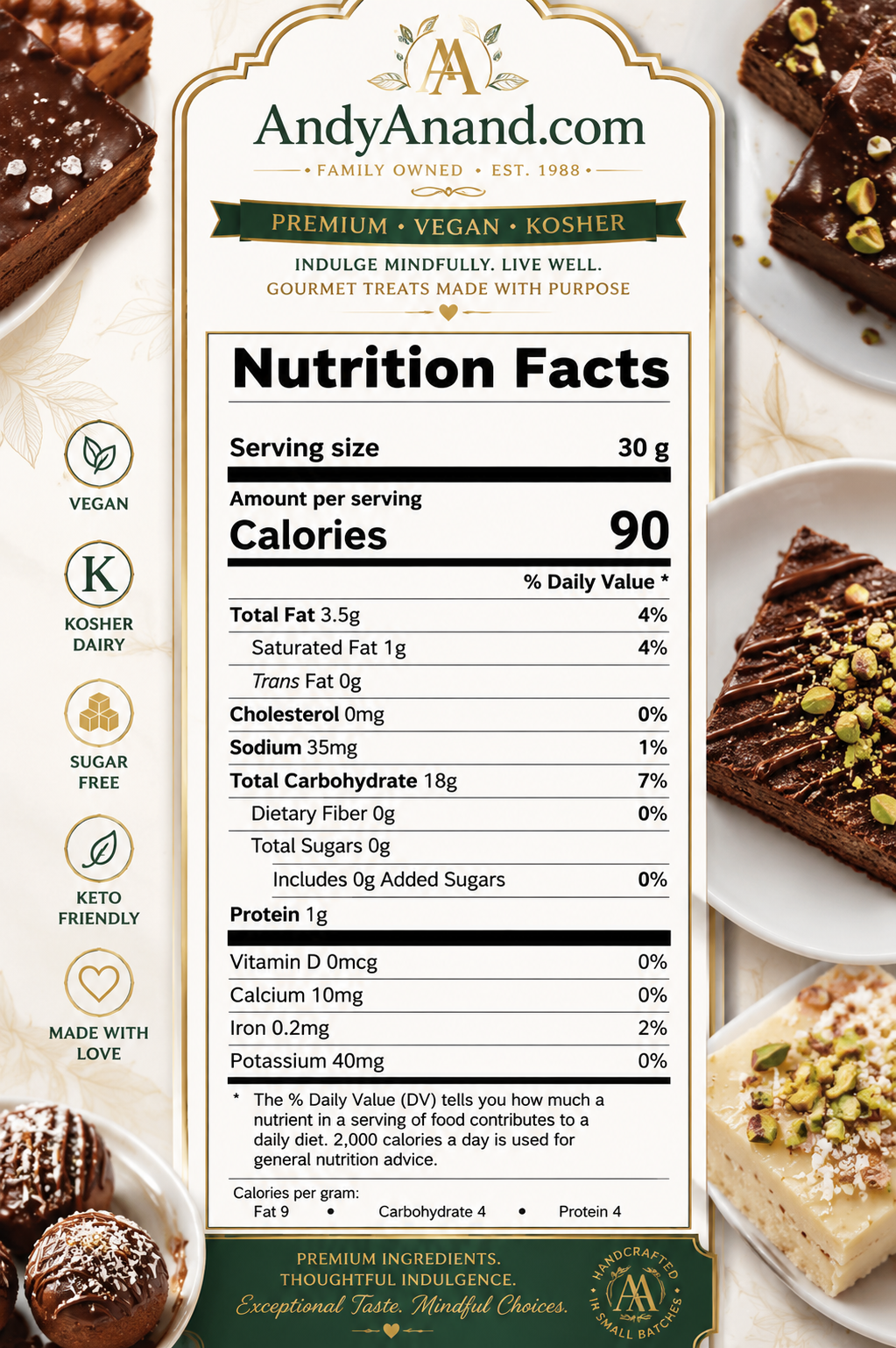 Andy Anand Sugar-Free Peanut Brittle, 7 oz – No Added Sugar, Keto-Friendly, Gluten-Free Handmade Snack, Diabetic-Friendly Birthday Gift Box