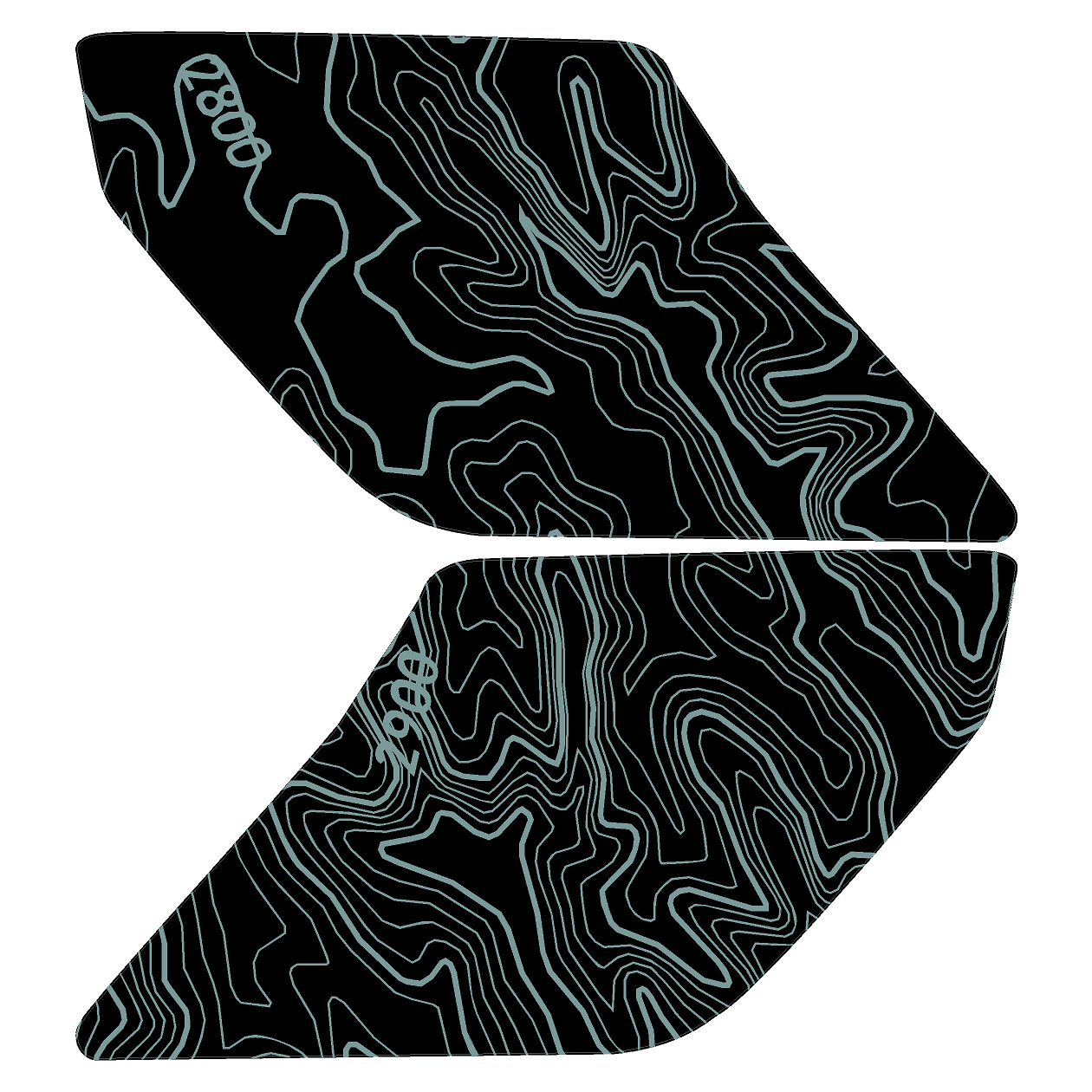 Topo Interior Lower Front Door Card Insert Overlays (Printed Series) - 2021+ Bronco 4 Door