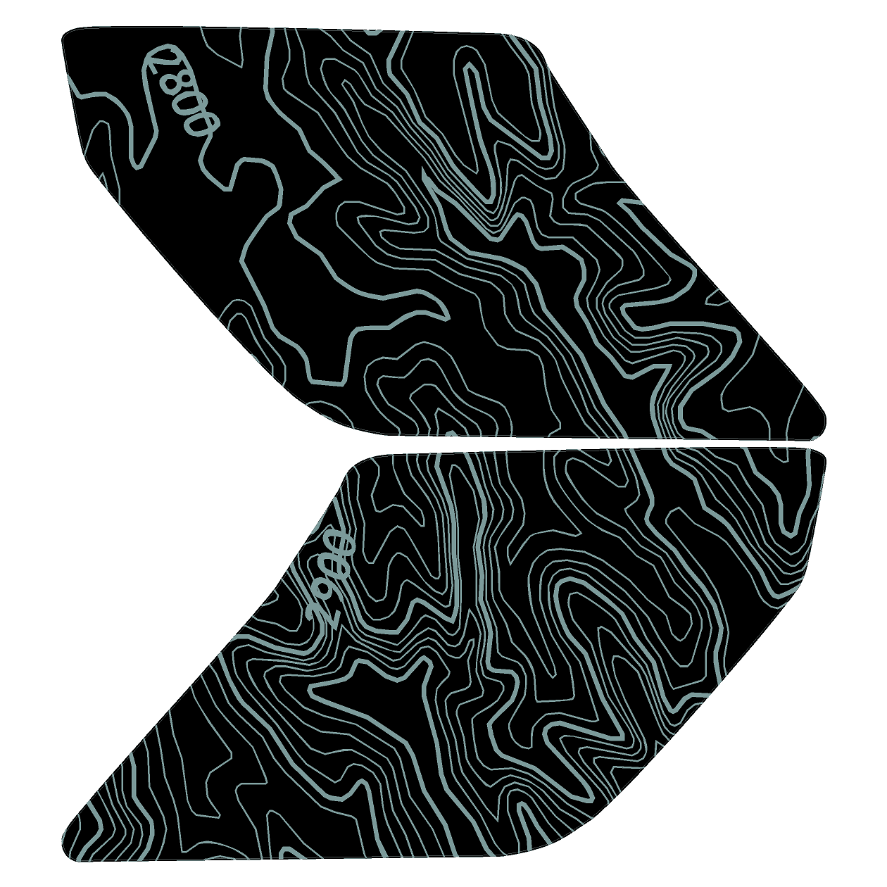 Topo Interior Lower Door Card Insert Overlays (Printed Series) - 2021+ Bronco 2 Door