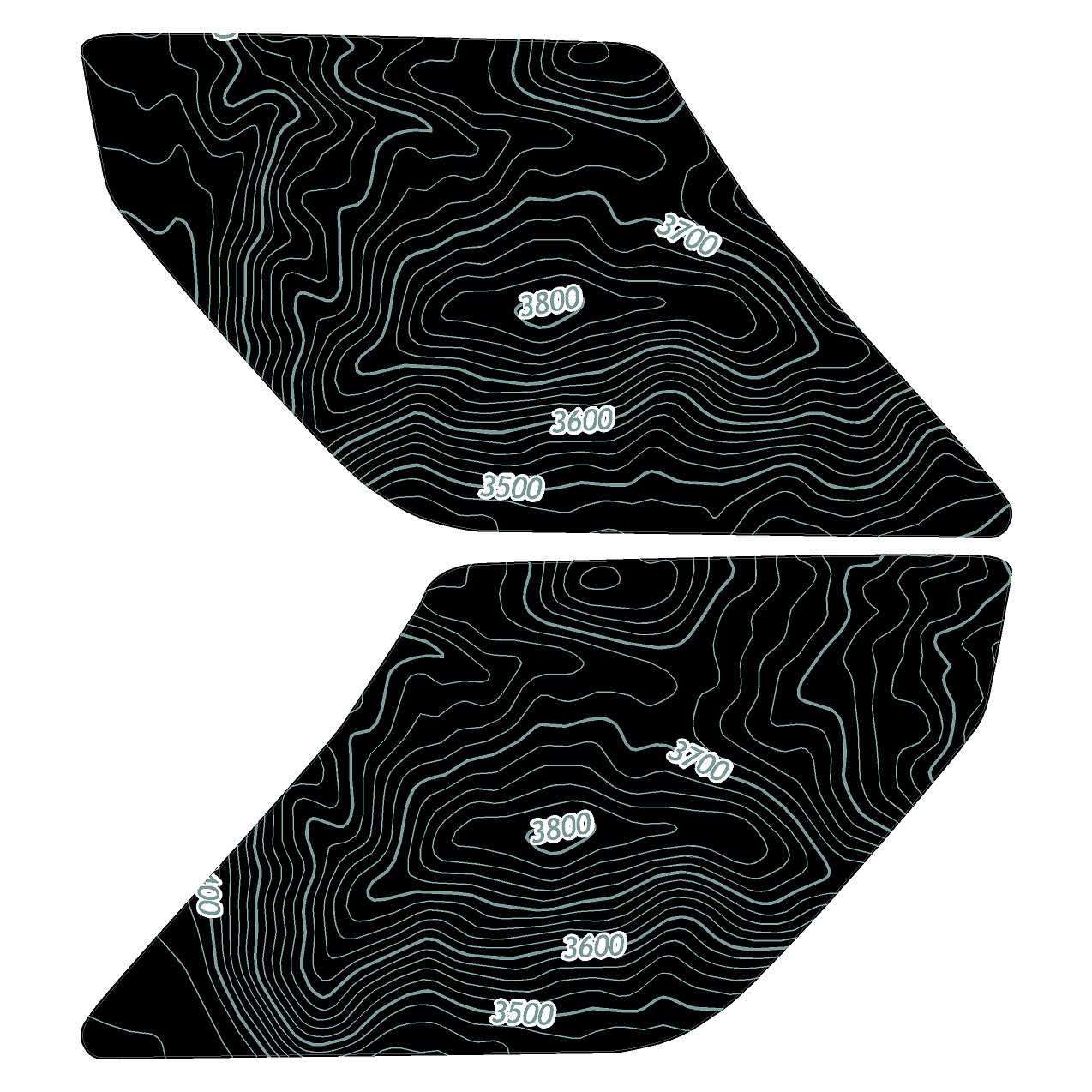 Topo Interior Lower Door Card Insert Overlays (Printed Series) - 2021+ Bronco 2 Door