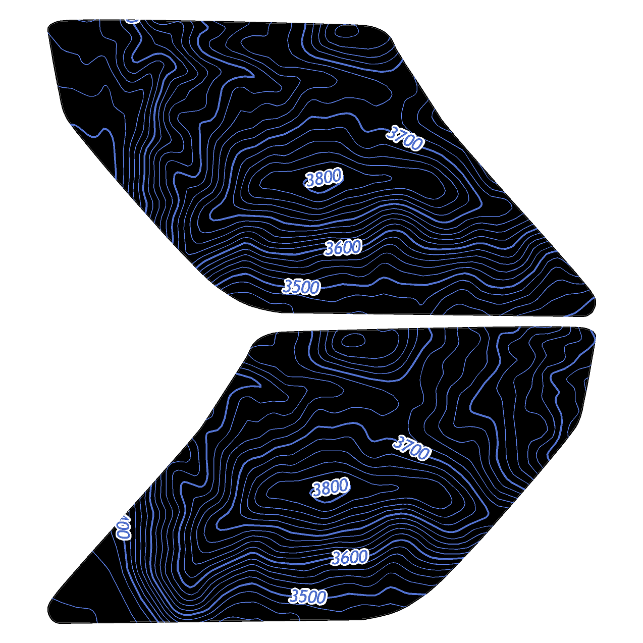 Topo Interior Lower Door Card Insert Overlays (Printed Series) - 2021+ Bronco 2 Door
