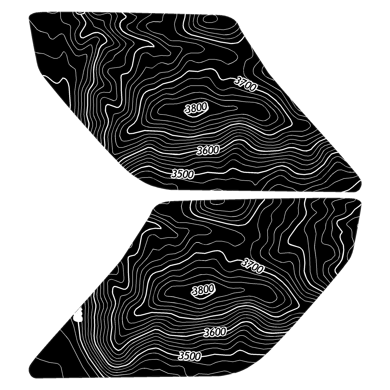 Topo Interior Lower Door Card Insert Overlays (Printed Series) - 2021+ Bronco 2 Door