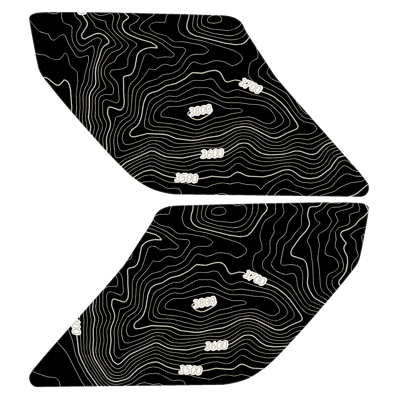 Topo Interior Lower Front Door Card Insert Overlays (Printed Series) - 2021+ Bronco 4 Door