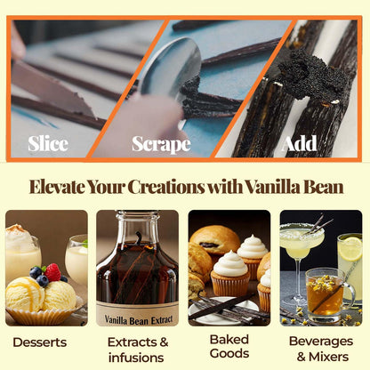 25 Premium Whole Ugandan Vanilla Beans Grade A  - For making Vanilla Extract