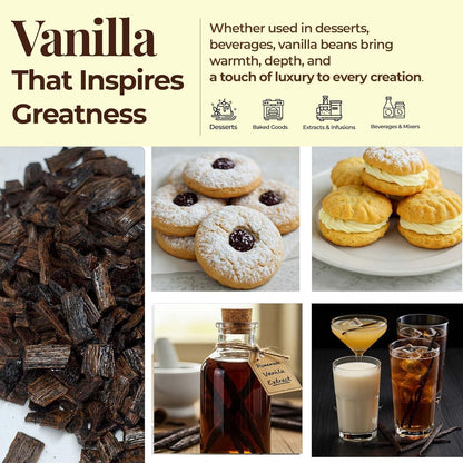 Vanilla Bean Cuts Grade B 1lb for Extract & Baking