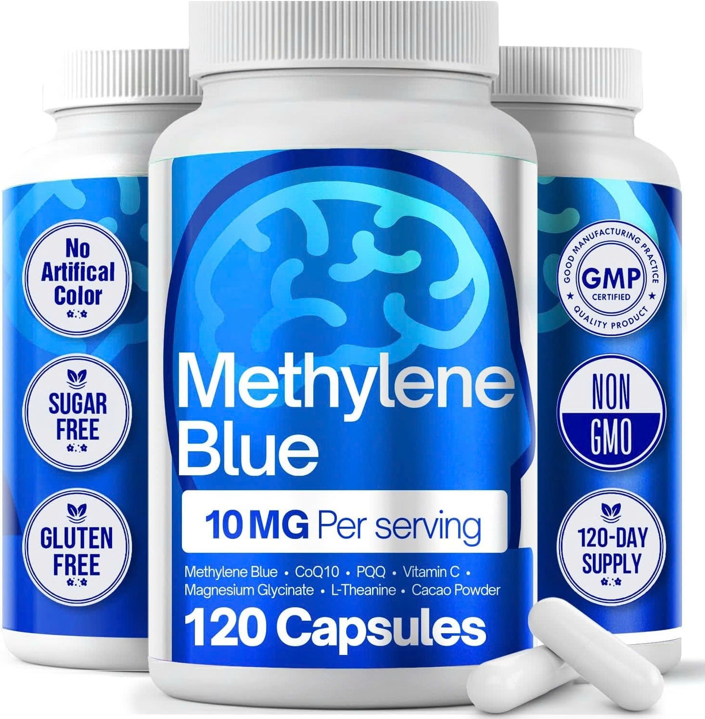 Methylene Blue Capsules - Natural Cacao and Vitamin C Ester for Added Support, Cognitive-Supplement